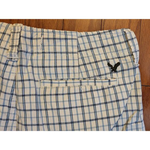 American Eagle Outfitters Shorts Men Size 32 Plaid Multi-Color Blue & Ivory - Picture 15 of 16